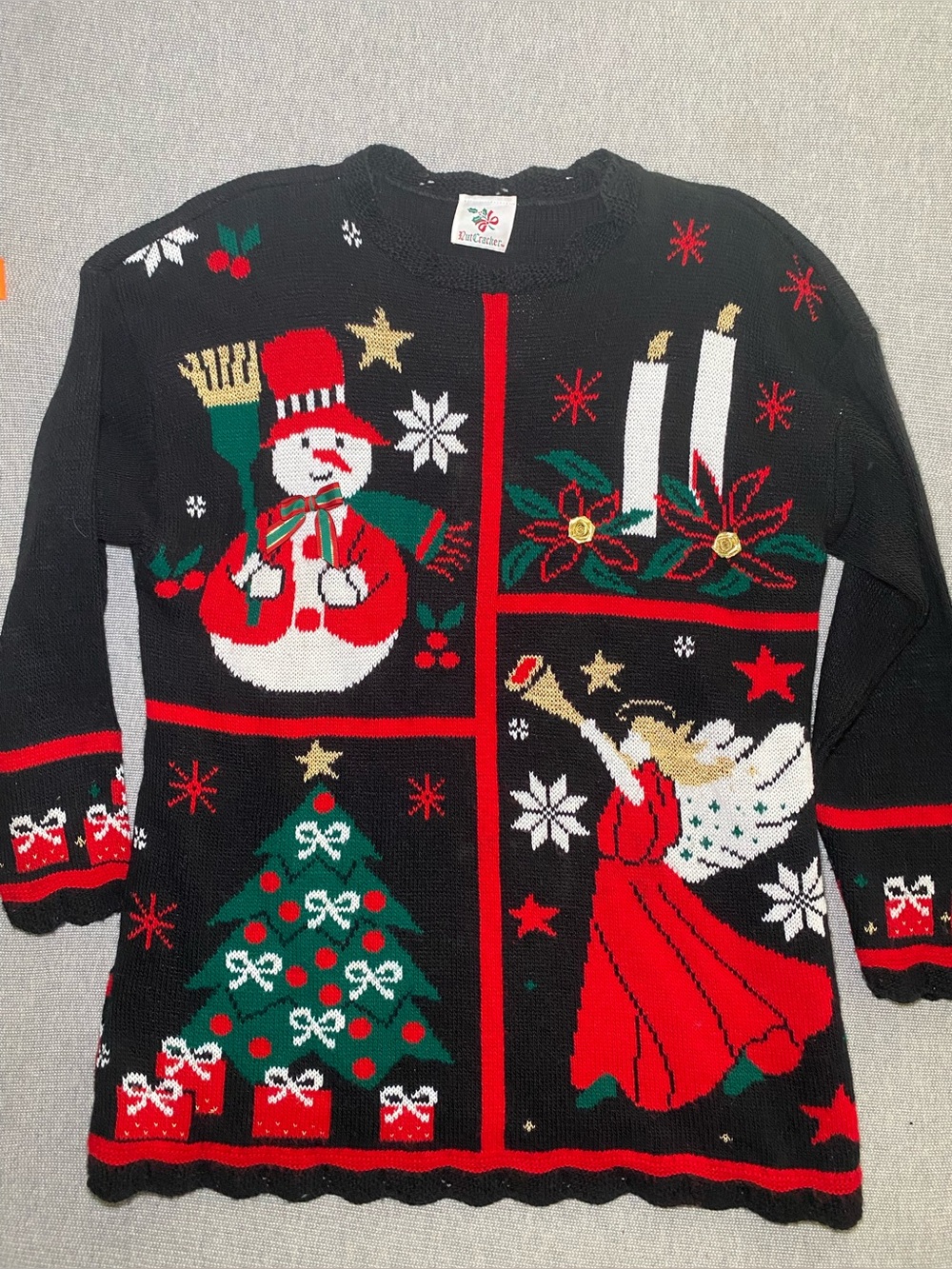 Vintage Nutcracker Women’s Ugly Christmas Sweater Size L Y2K Angel Holiday